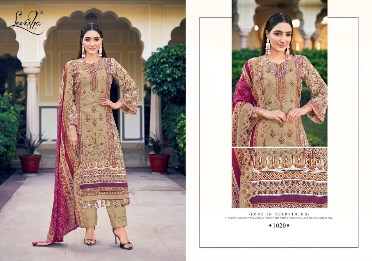 Madhubala By Levisha Cambric Cotton Printed Dress Material Suppliers In India